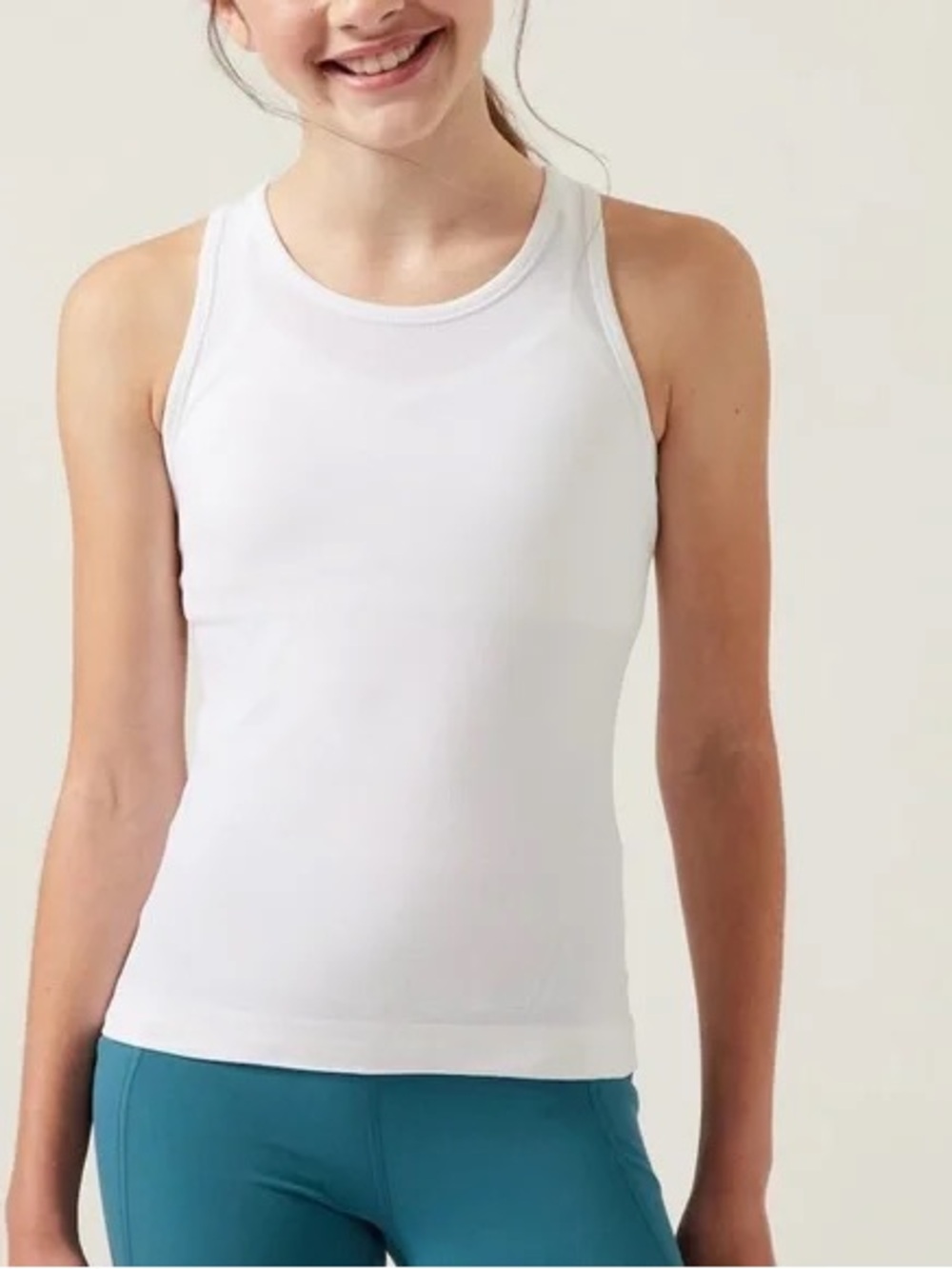 Athleta Girl, white tank with built in bra. Size M (8-10).
